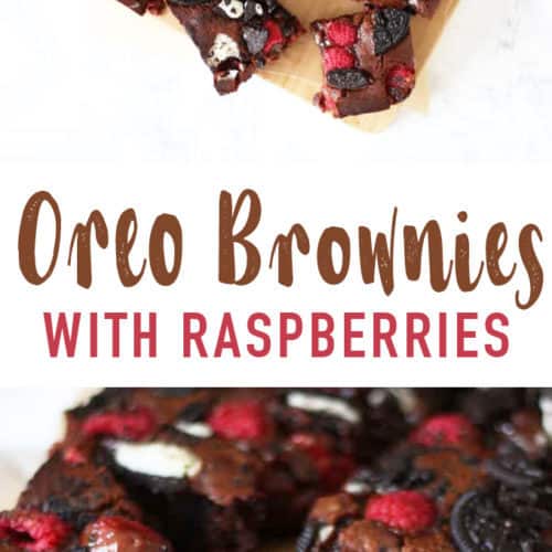 Fudgy, gooey, Oreo Brownies with Raspberries - Dense, fudge brownies with a double layer of Oreo cookies and raspberries. Because fresh fruit in brownies cancels out the chocolate, right?  Heavy on the chocolate but with a touch of freshness from the fruit and crunch from the biscuits.