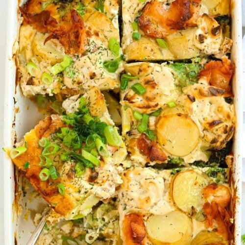 Slices of salmon bake.