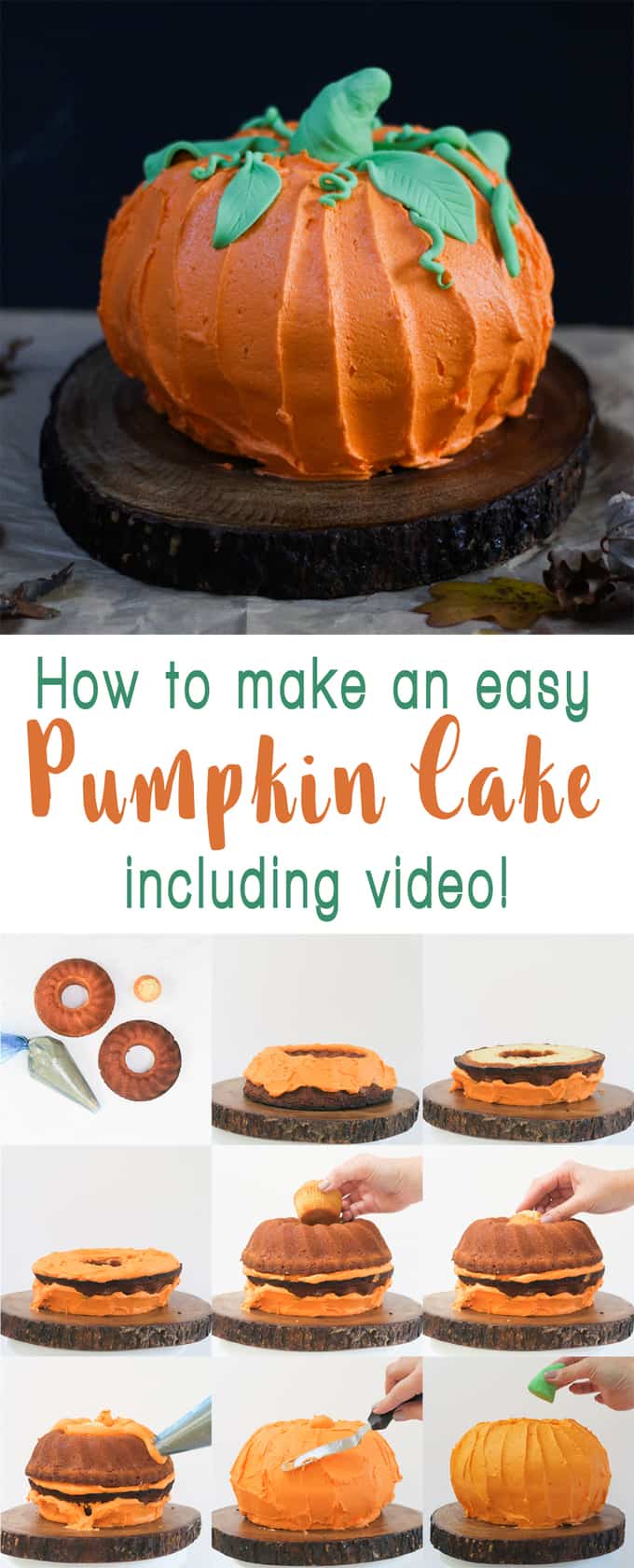 How to make a Pumpkin Bundt Cake - Perfect for Halloween, this easy peasy cake is so much fun to make! Filled with buttercream icing - the best frosting - kids will love this cake!