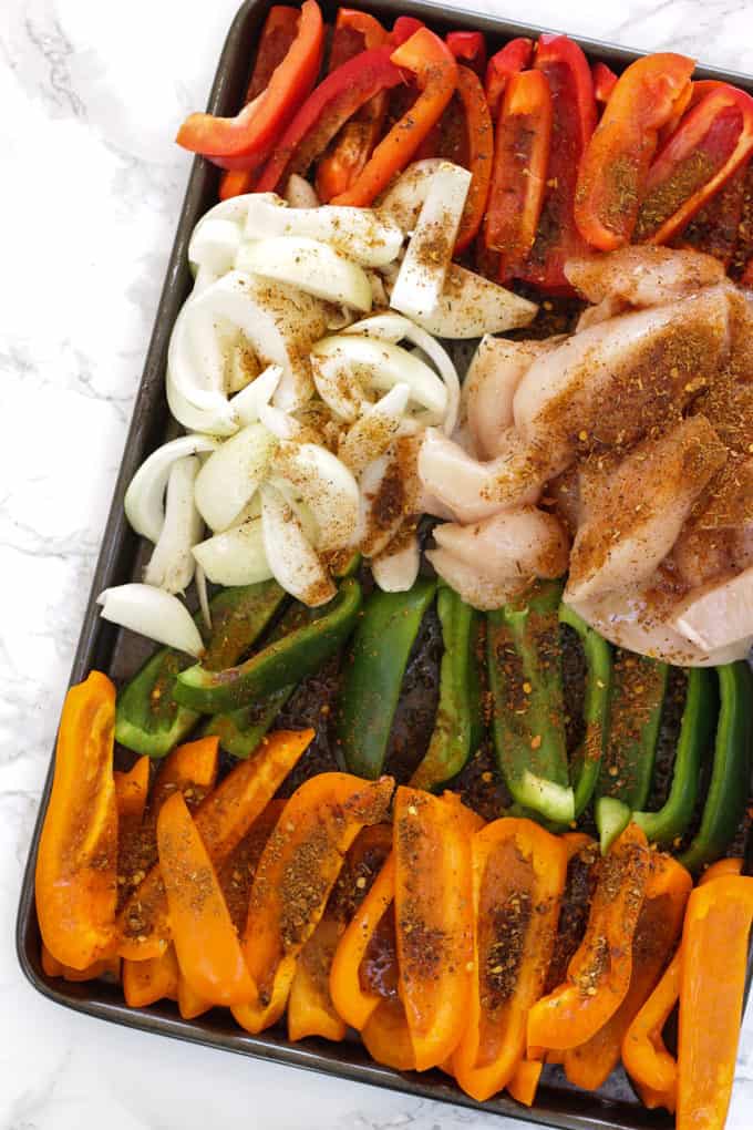 Step 1 in the recipe for Oven Fajitas with Chicken. 