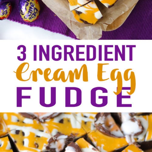 Learn how to make Creme Egg fudge with this super simple and easy recipe. This slow cooker fudge recipe uses your crock pot for simple and delicious fudge every time. Just 3 ingredients! No boiling of sugar, it uses condensed milk and chocolate instead. Such a delicious treat as an Easter sweet or dessert. 