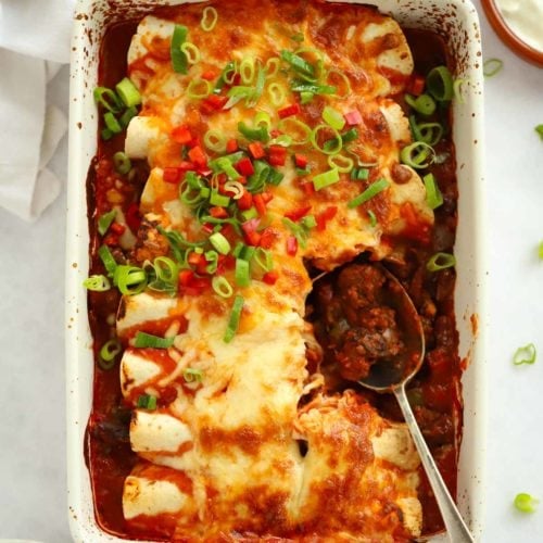 This Chilli Beef Enchiladas Recipe is the ultimate all-in-one delicious midweek meal.