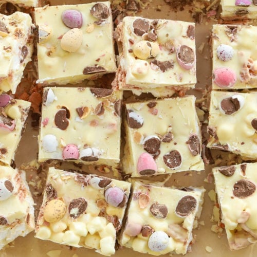 Mini Egg Rocky Road recipe with white chocolate for Easter.