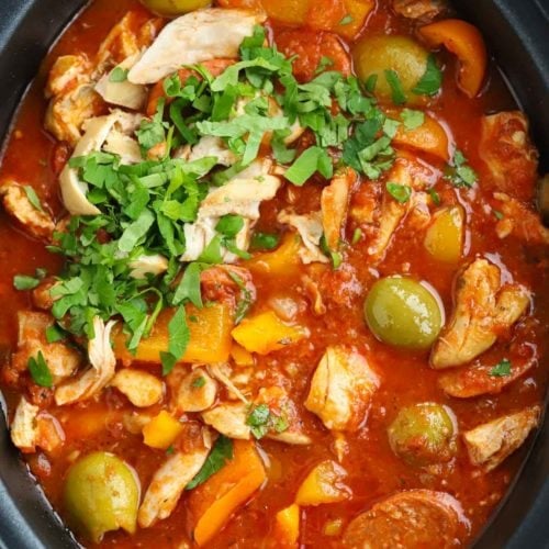 Chicken and Chorizo Stew Slow Cooker Dump Recipe