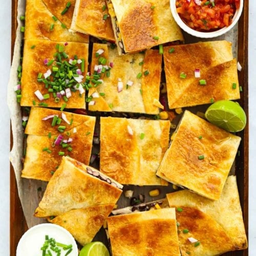 Easy Chicken Quesadillas Sheet pan recipe.