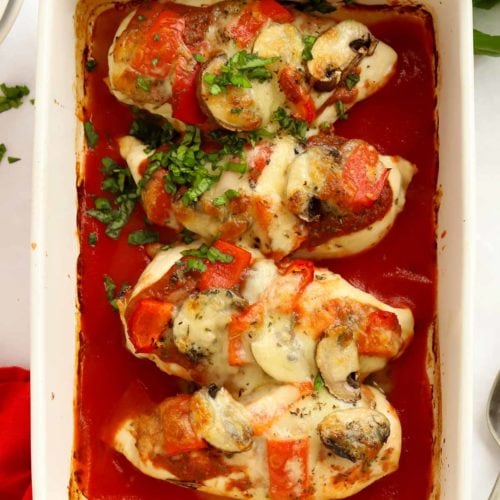 A 30 minute recipe for Pesto Pizza Topped Chicken