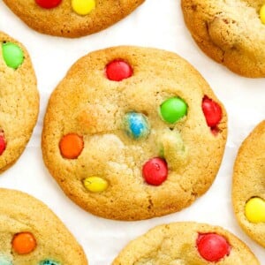 Easy cookies to bake with kids recipe with Smarties toppings.