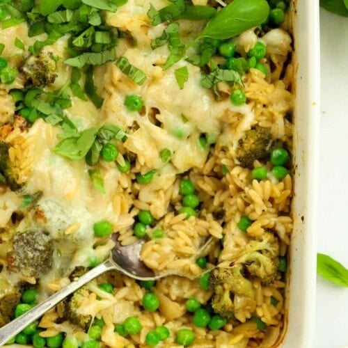 One pan recipe for broccoli orzo bake