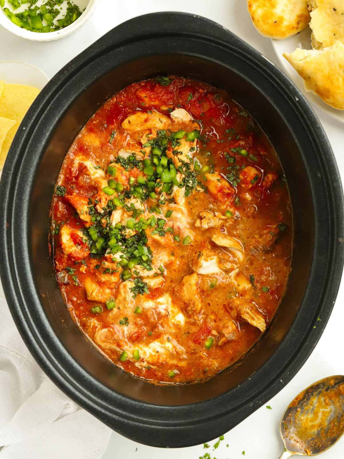 How a slow cooker Chicken Tikka Masala looks when it's done.