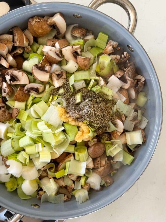 Step 1 in the recipe for Vegetarian Pie.