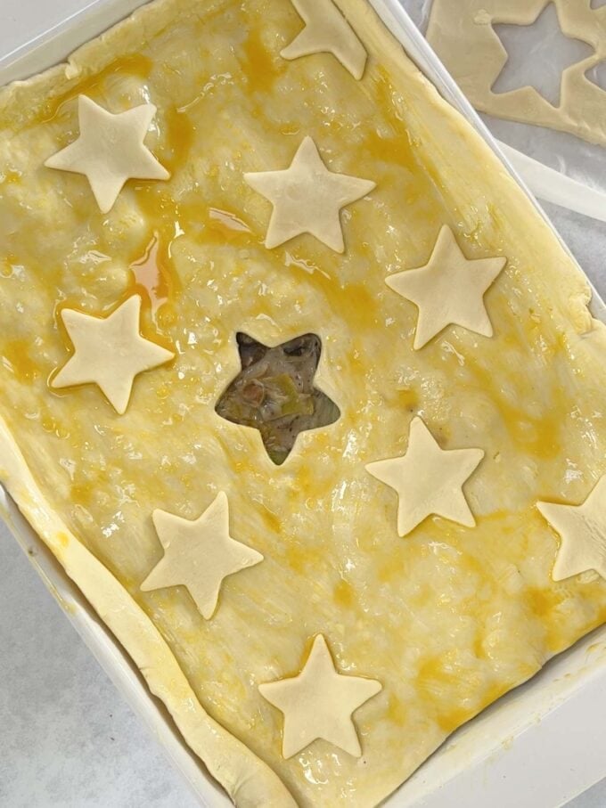 Step 4 in the recipe for Vegetarian Pie.