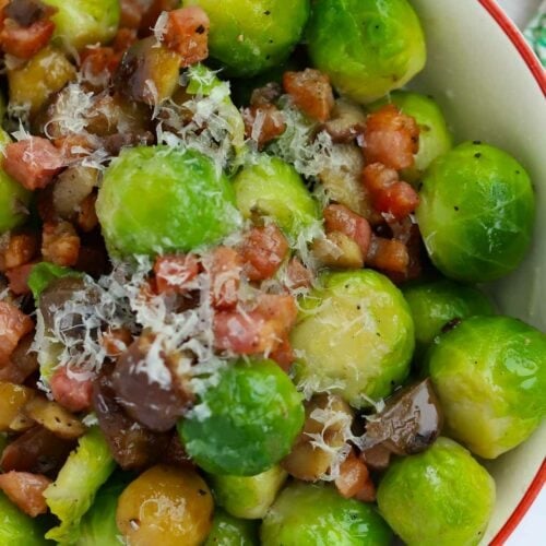 Make ahead for Christmas dinner with these Brussels Sprouts with Bacon.