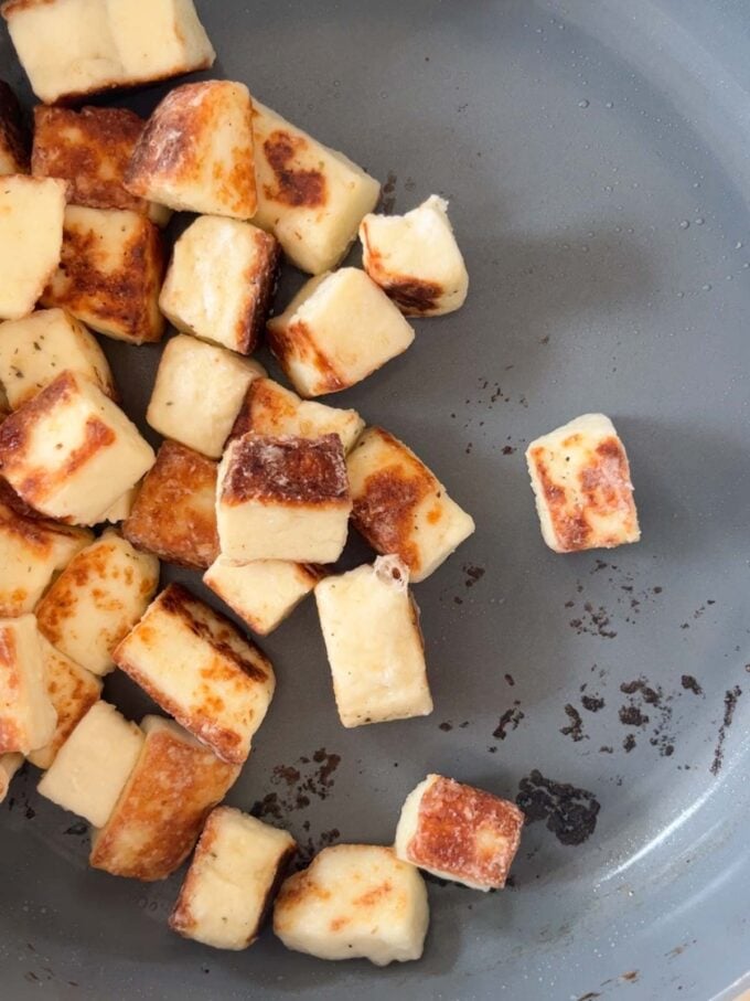 Step 2 in the recipe for Halloumi Curry.