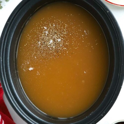 Slow cooker make ahead gravy ready to serve.