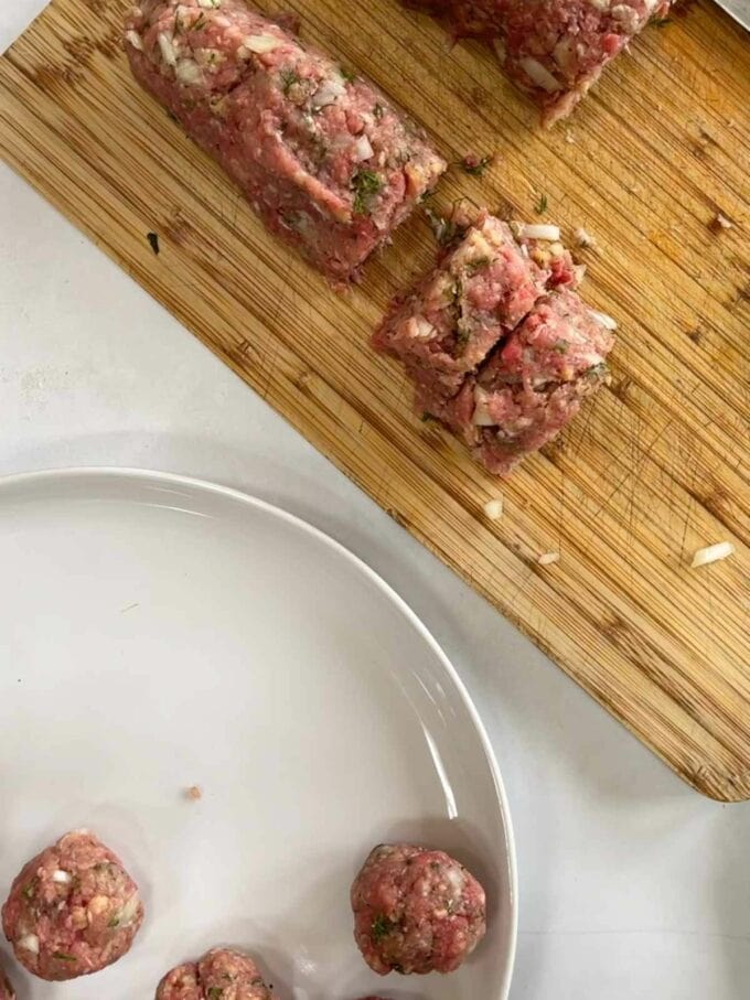 Mince rolled into balls.