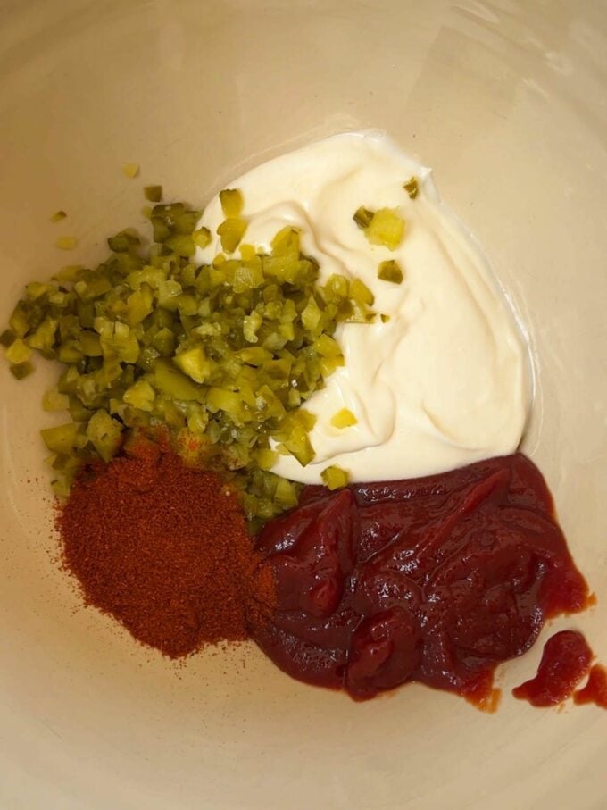 Spices and sauce ingredients mixed together.