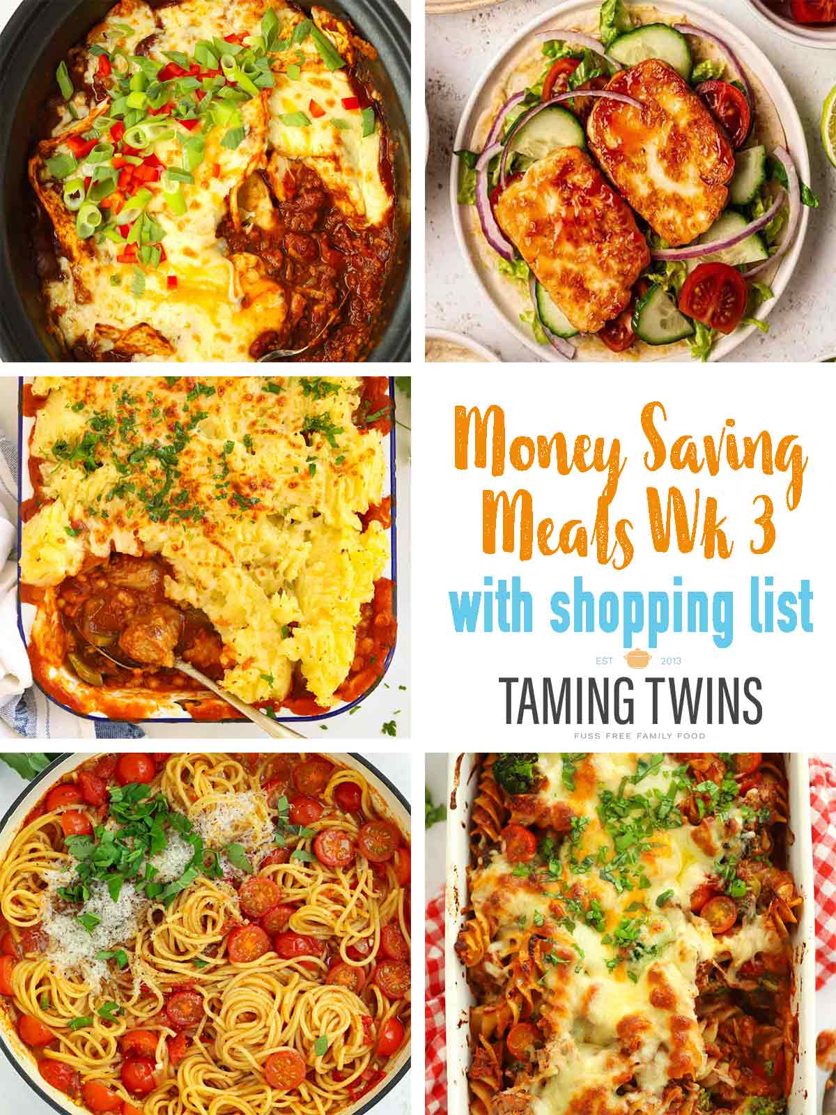 Money Saving meal plan week 3 collage of recipes included.
