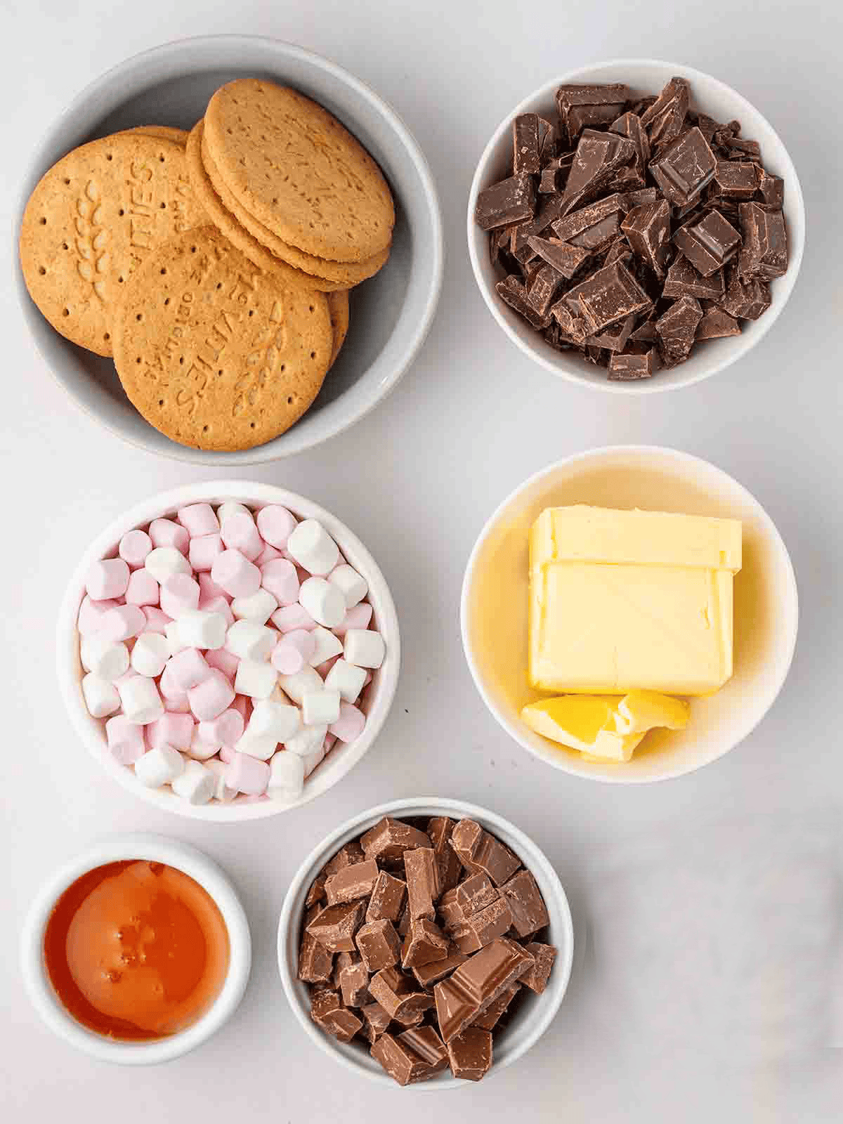 Ingredients for making easy Rocky Road