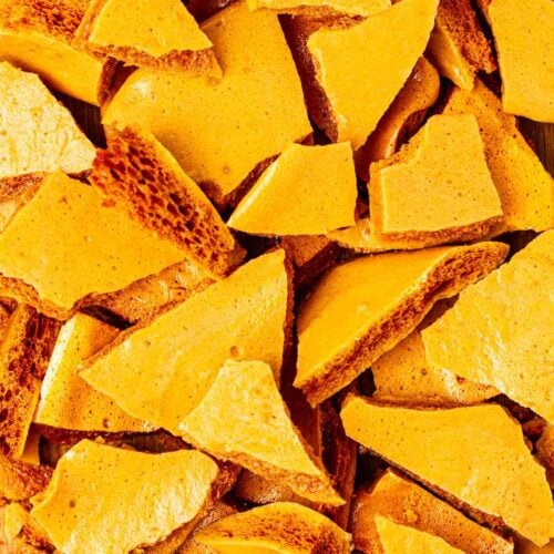 Crunchie-style homemade honeycomb broken into pieces.