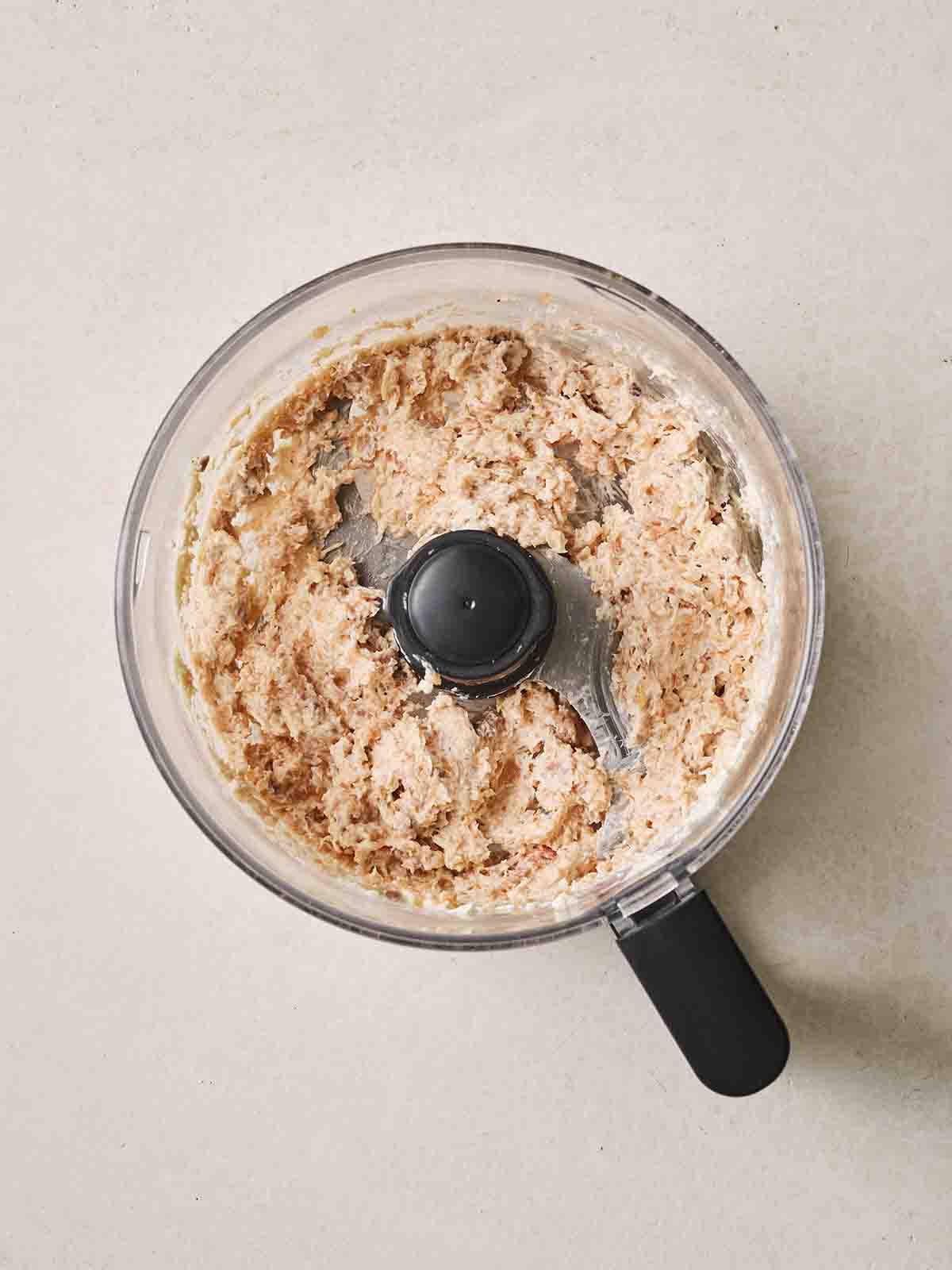 Smoked Salmon Pate blended in a food processor.