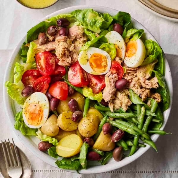 A large plate of Salad Nicoise.