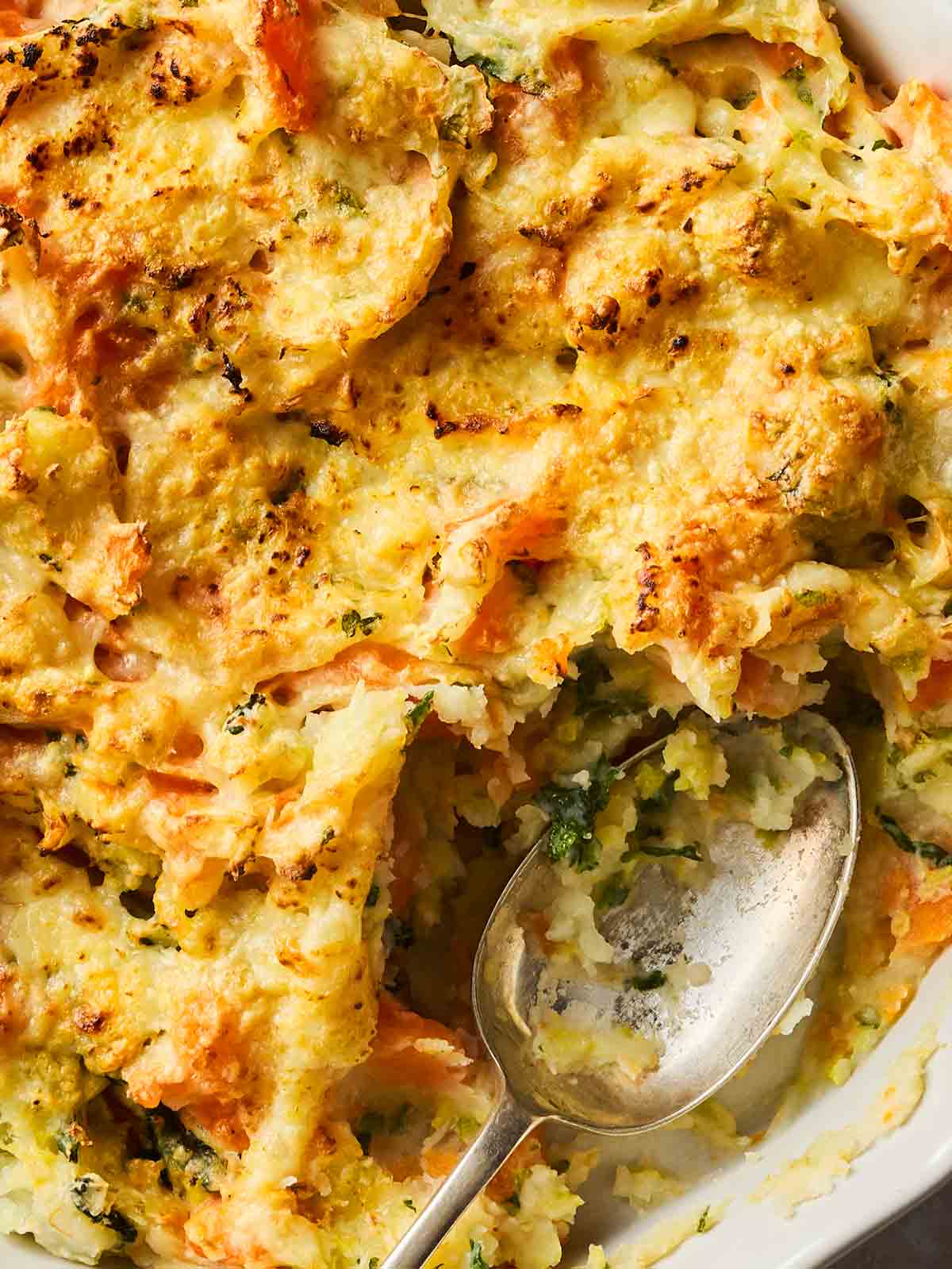 A close up of a bowl of traditional Bubble and Squeak.